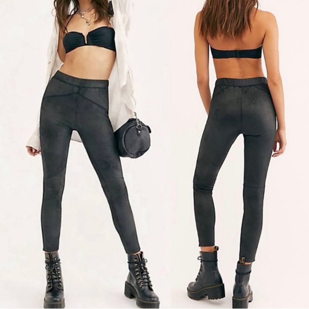 Free People Vegan Suede Metallic Leggings. Size S